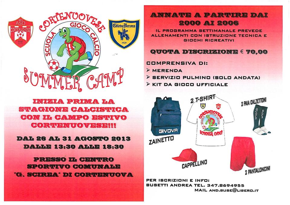 Ad agosto il Summer Camp della Cortenuovese