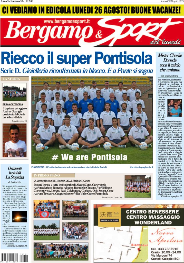 Bergamo & Sport in edicola: un sacco di presentazioni del calcio dilettanti, l’Atalanta, le rubriche, i tornei e il ciclismo