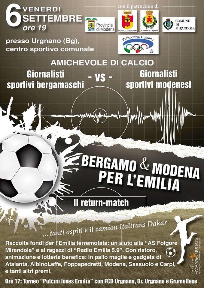 Tutti a Urgnano: c’è la sfida della solidarietà tra giornalisti sportivi bergamaschi e modenesi