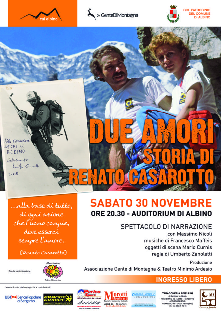 Cai di Albino, sabato 30 novembre la serata in ricordo di Renato Casarotto