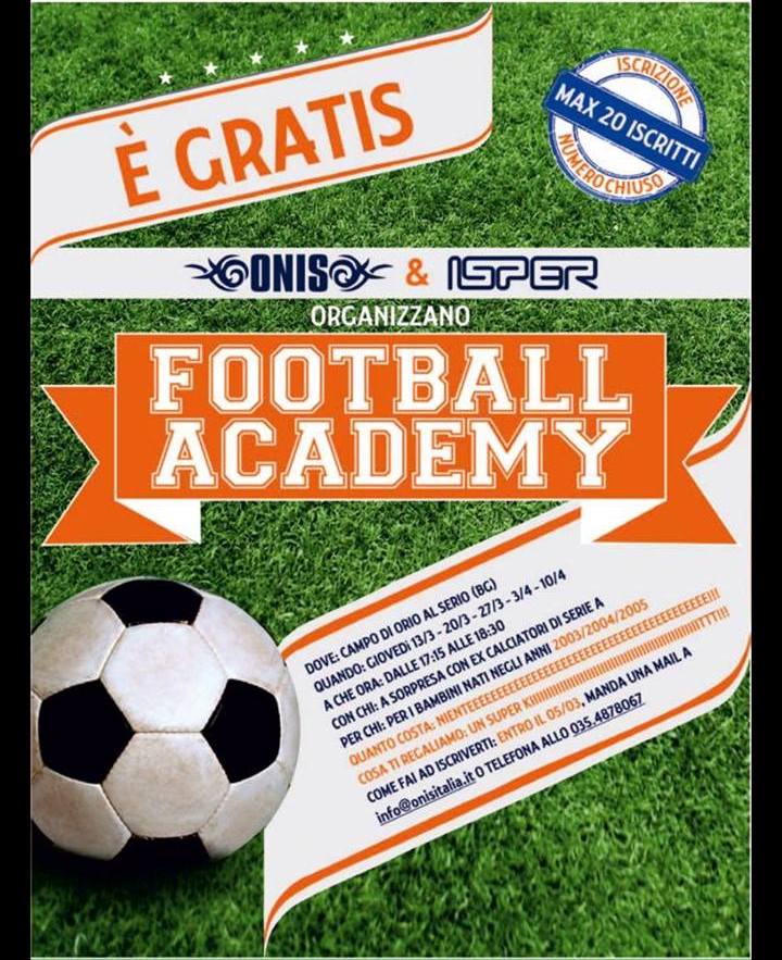 Scuola calcio gratuita targata Onis: ultimi posti disponibili. Affrettatevi a iscrivervi