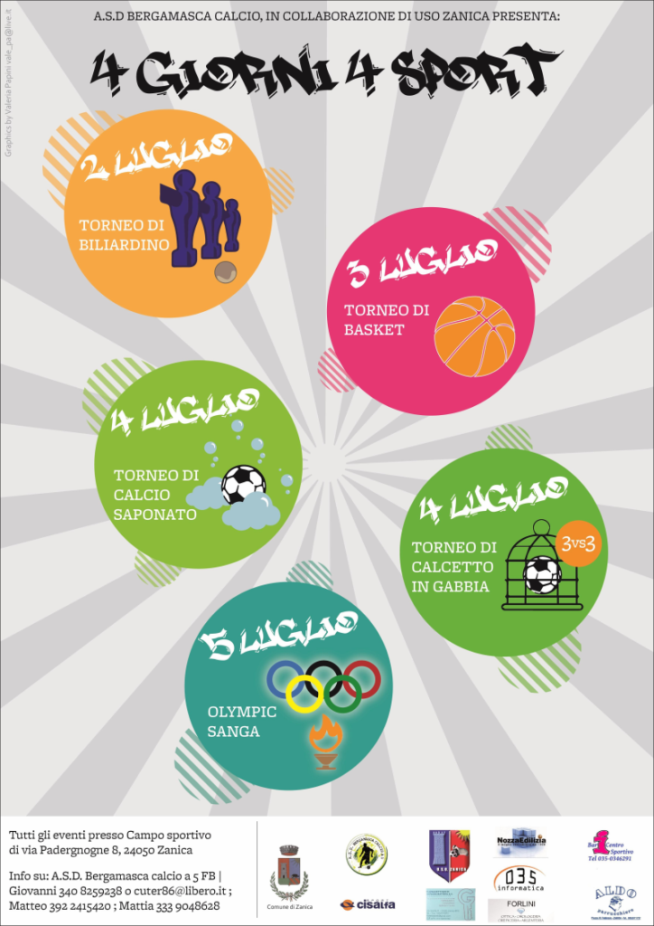 “4 giorni 4 sport”: festa grande a Zanica, tutte le info per iscriversi