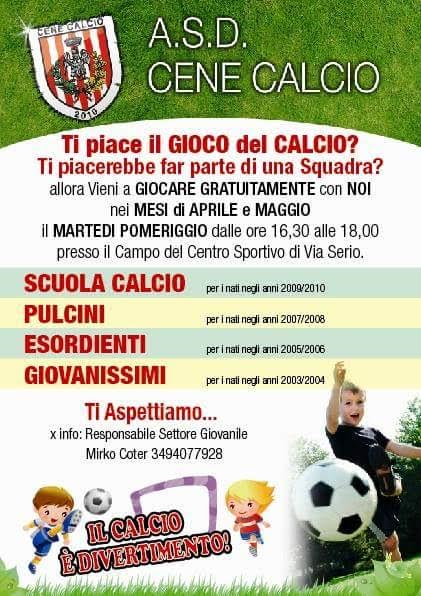 Calcio giovanile, bella iniziativa del Cene: tutti a giocare gratuitamente con i colori biancorossi!