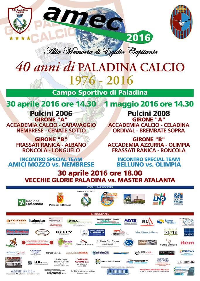 A Paladina il 30 aprile il Trofeo Amec – Memorial Egidio Capitanio