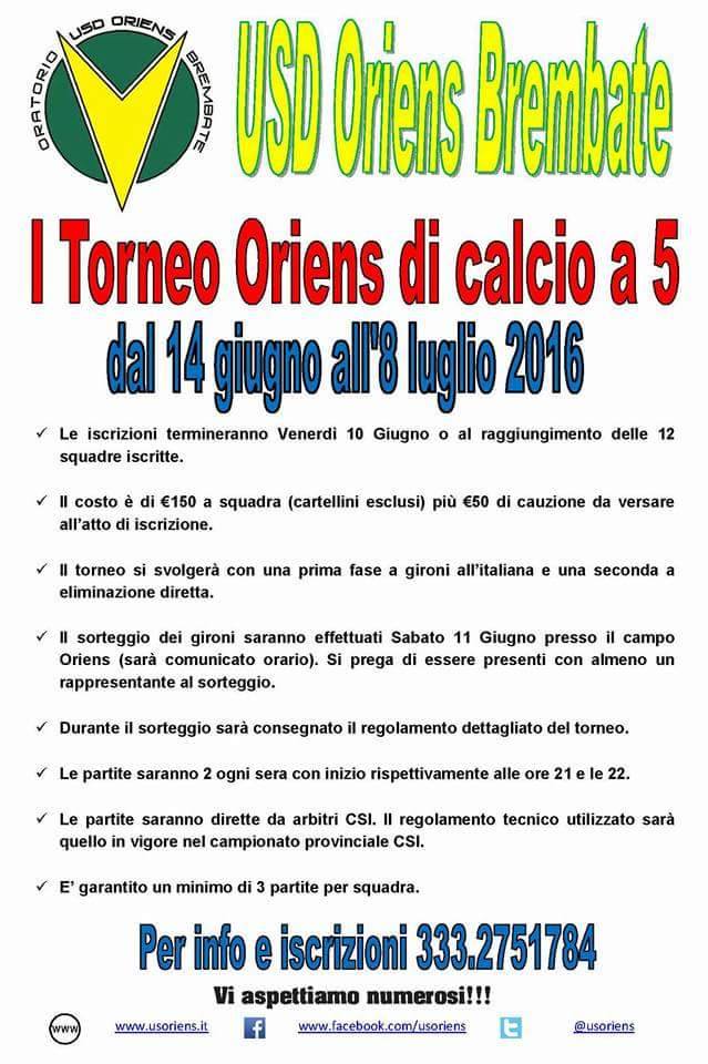 Brembate, dal 14 giugno il 1° Torneo Oriens di calcio a 5: come iscriversi