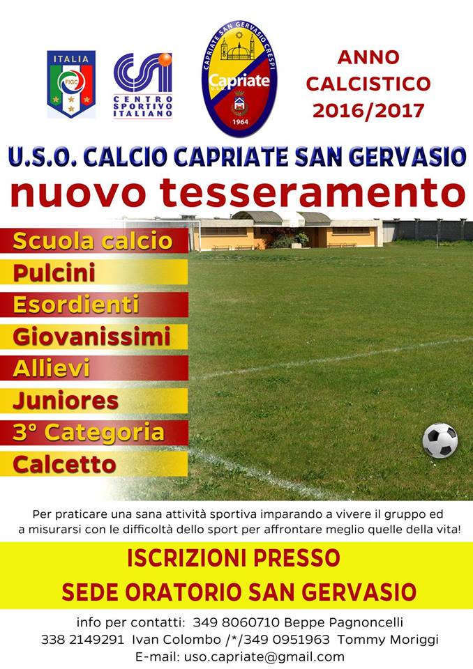 L’appello del Capriate: “Depredati del nostro vivaio, offriamo amicizia e divertimento a chi vuole tesserarsi con noi”