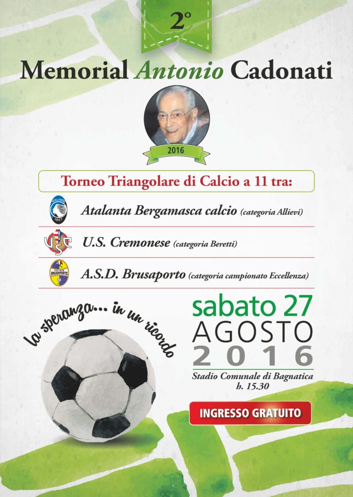 Bagnatica: sabato 27 triangolare di lusso tra il Brusaporto, gli allievi dell’Atalanta e la Berretti della Cremonese