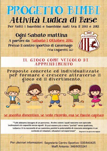 “Il gioco come veicolo di apprendimento”. Al via la nuova iniziativa del Cavernago per piccoli e piccole del 2011 e del 2012