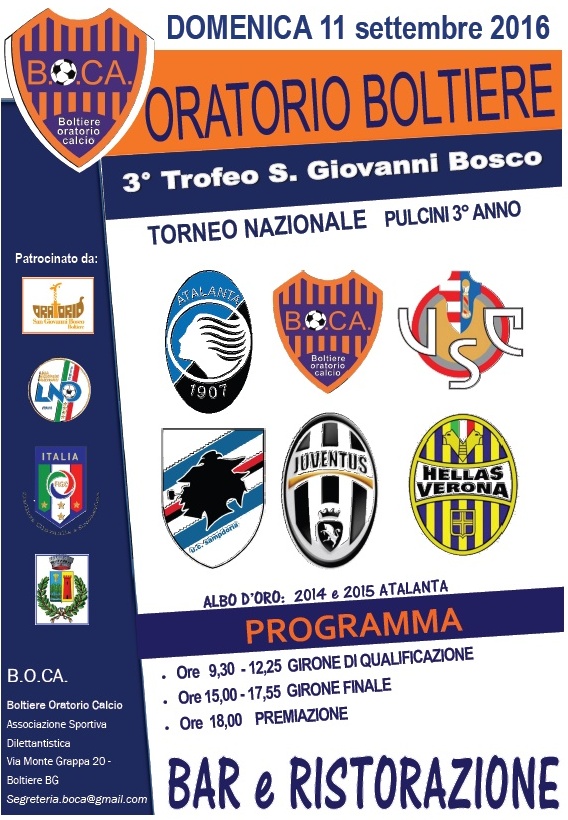 Grande calcio giovanile a Boltiere: l’11 settembre arriva il “Trofeo San Giovanni Bosco”