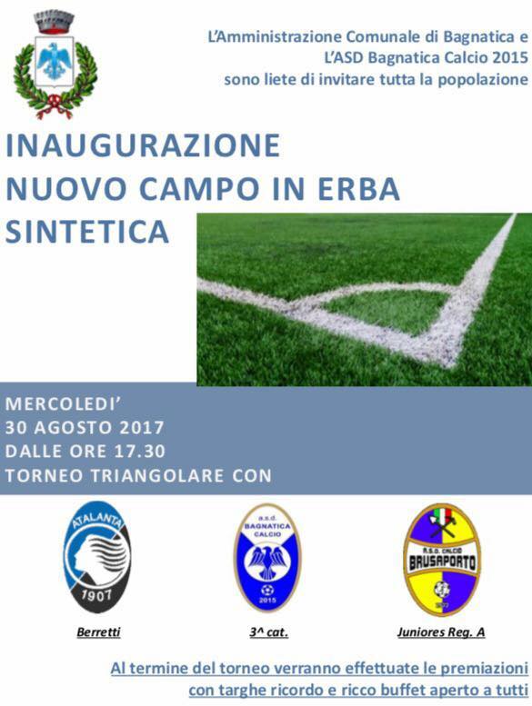 Mercoledì a Bagnatica l’inaugurazione del nuovo sintetico