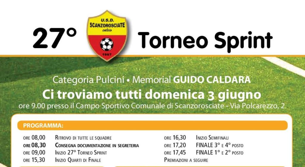 Domenica 3 giugno a Scanzo il 27° Torneo Sprint, Memorial Caldara