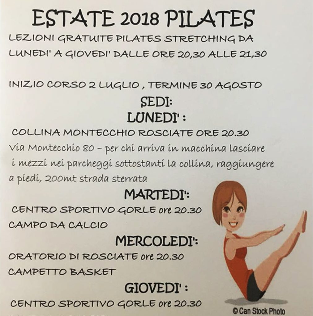 Estate 2018: lezioni gratuite Pilates stretching a Rosciate e Gorle