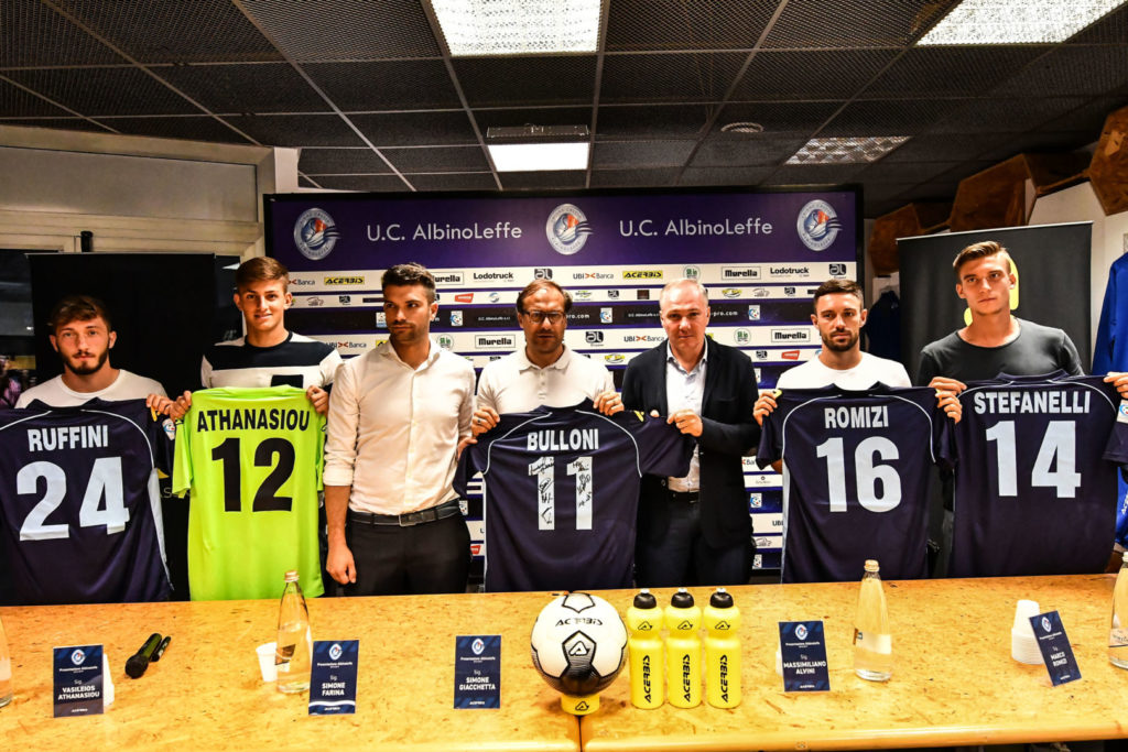 Presso la Sede di Acerbis ad Albino presentati i nuovi volti dell’AlbinoLeffe. Il Presidente Andreoletti conferma che il progetto per un nuovo stadio è a buon punto