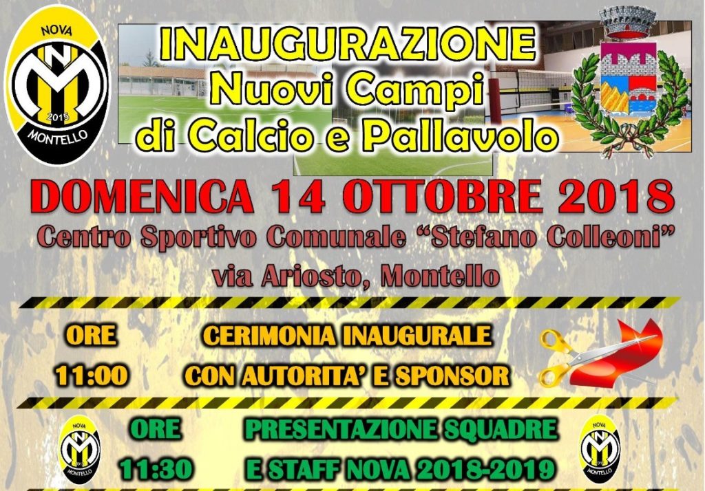 Domenica 14 ottobre a Montello l’inaugurazione dei nuovi campi di calcio e pallavolo