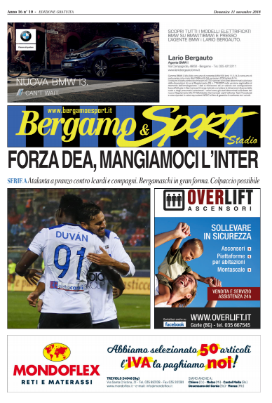 Tutto sul big match tra Atalanta e Inter. Leggete o scaricate qui il Bergamo & Sport Stadio, il nostro giornale distribuito ai cancelli del Comunale
