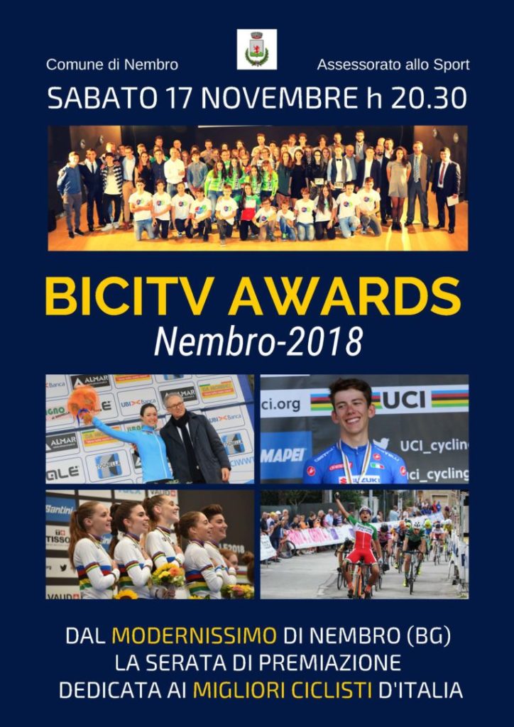 BICITV Awards 2018: il ciclismo italiano si prepara alla grande festa di Nembro sabato 17 novembre