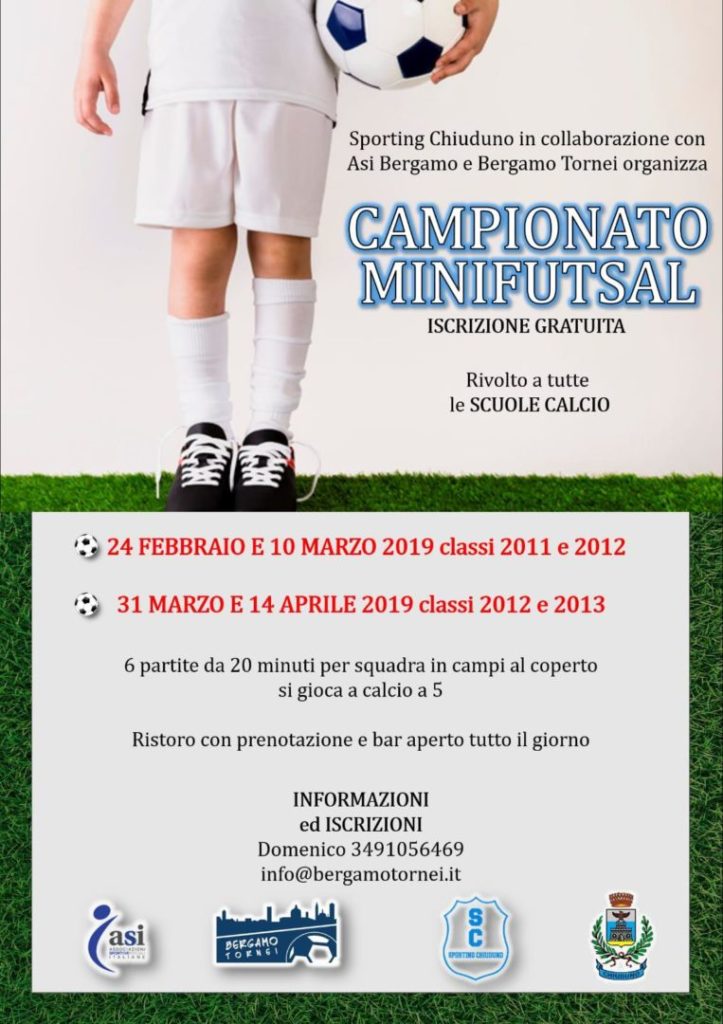Campionato minifutsal allo Sporting Chiuduno