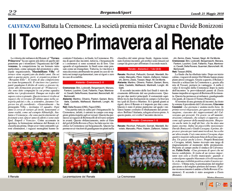 A Calvenzano nel fine settimana la 13a edizione del Torneo Primavera con squadre professionistiche