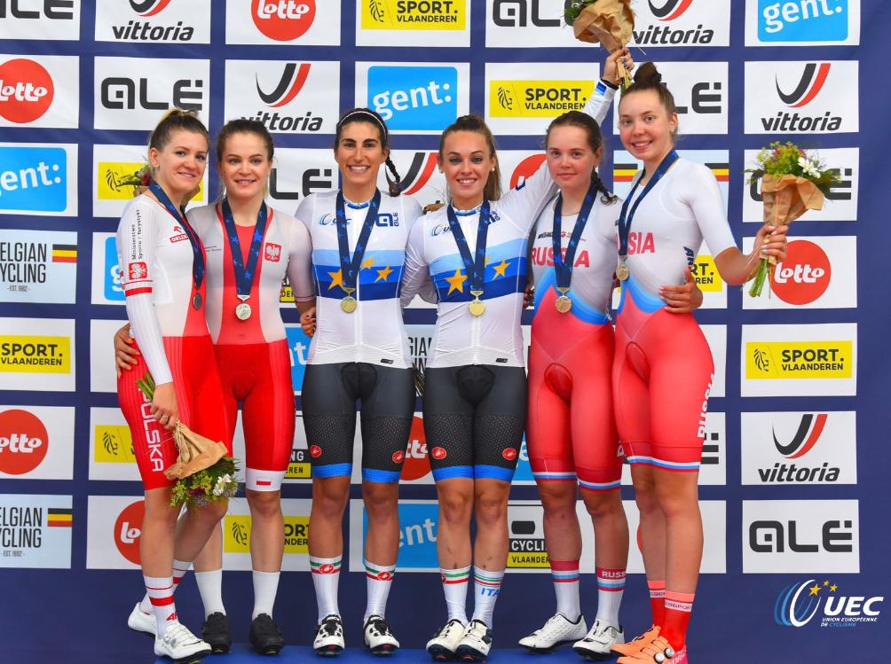 EUROPEI PISTA. Balsamo oro nella Madison, Vece due volte sul podio: argento nei 500 metri e bronzo nella velocità