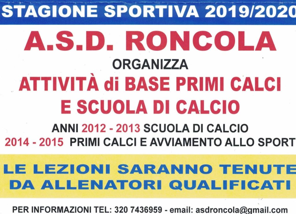 Alla Roncola, partono i Primi Calci e la Scuola Calcio affidate a Bonacina e Viscardi