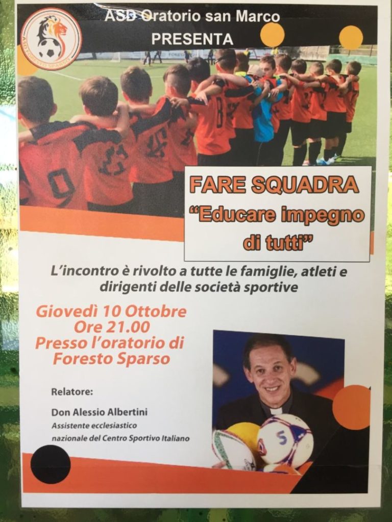 Asd Oratorio san Marco di Foresto Sparso: “Fare squadra, educare impegno di tutti”. Incontro formativo giovedì 10 ottobre