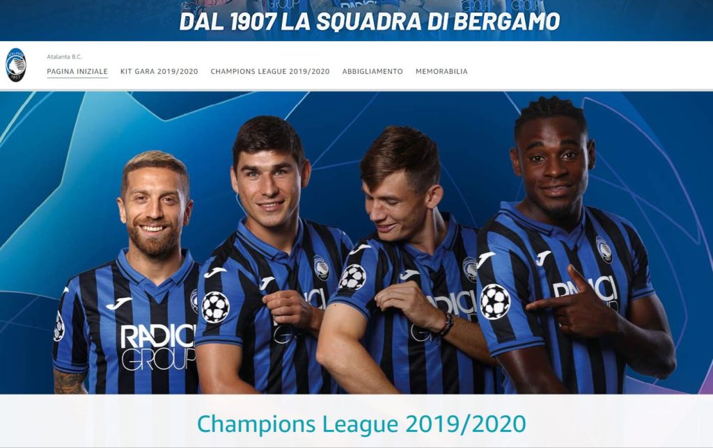 L’Atalanta sbarca su Amazon: on line il fan shop ufficiale