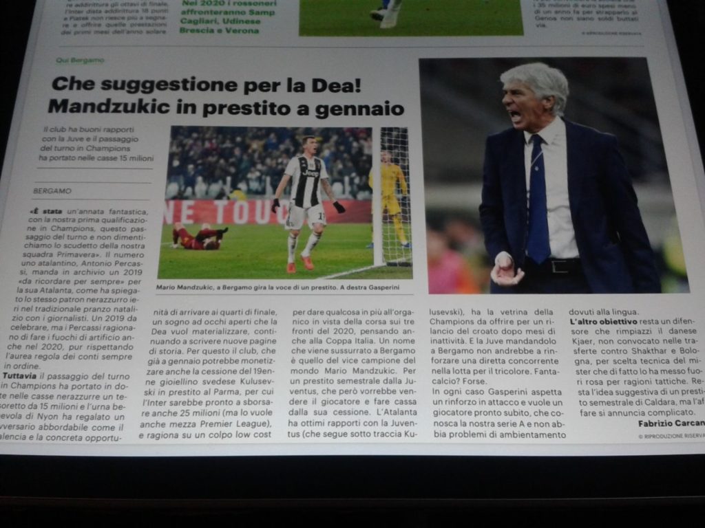 Dea, idea Mandzukic per un prestito semestrale?