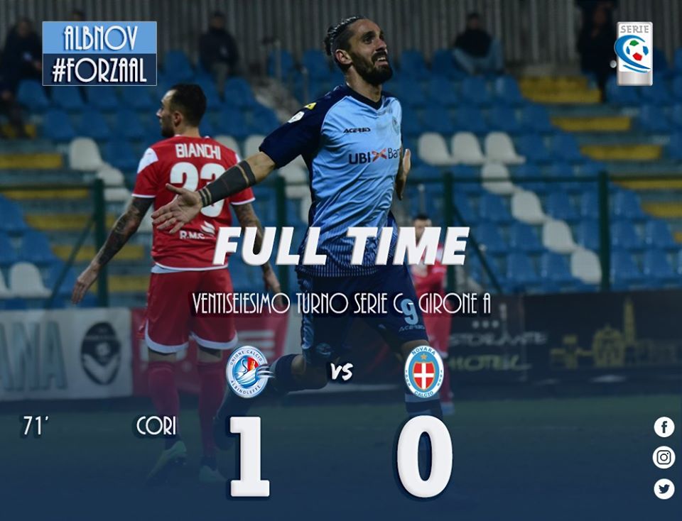 Sacha Cori, settimo sigillo: l’AlbinoLeffe batte il Novara e lo raggiunge