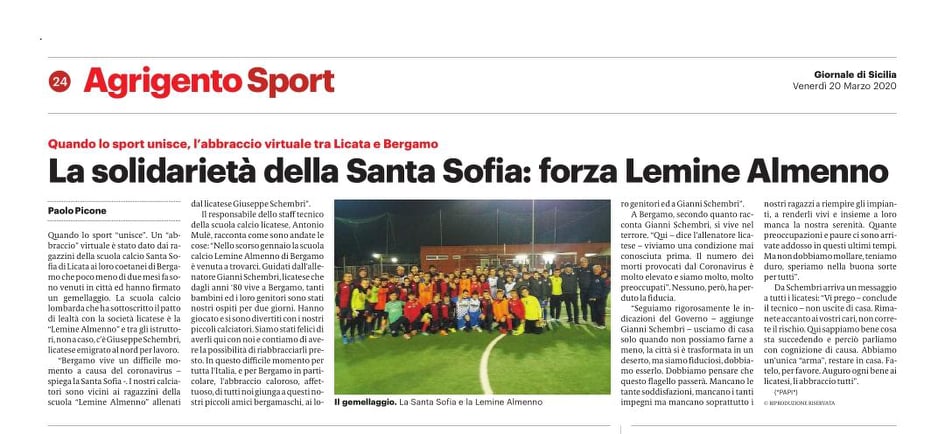 Il bell’abbraccio virtuale dei piccoli di Licata ai coetanei del Lemine Almenno