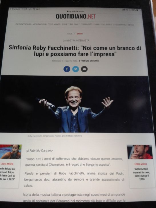 Roby Facchinetti spinge la ‘sua’ Dea: “Stasera ce la giochiamo, possiamo farcela”