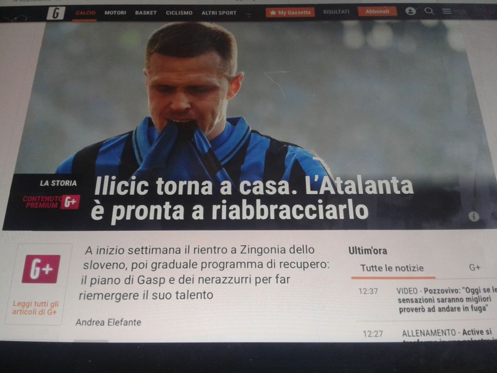 Ilicic in settimana di nuovo a Zingonia. Per un nuovo inizio