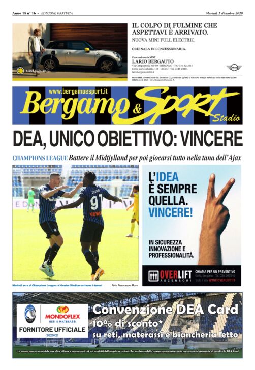 Champions, martedì l’Atalanta deve battere il Midtjylland. Qui puoi leggere gratuitamente il Bergamo&Sport dedicato alla partita