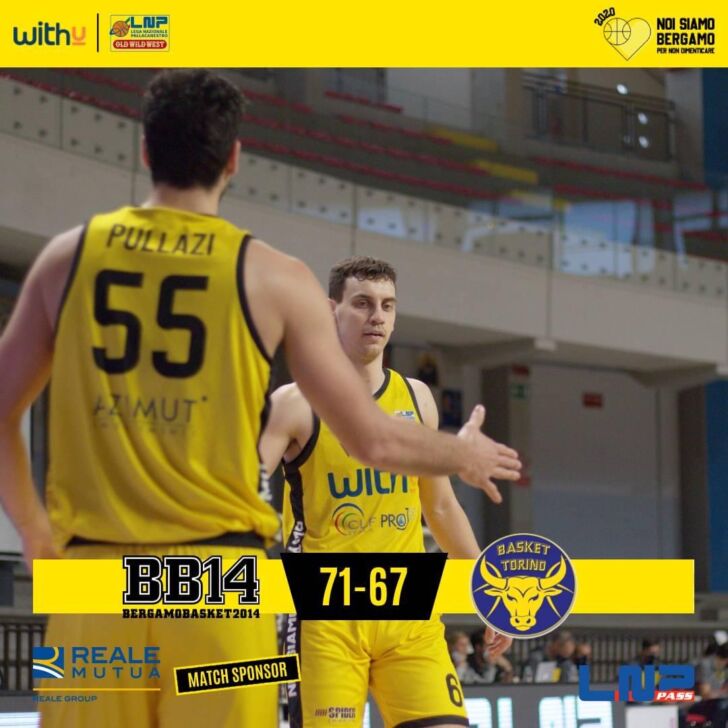 Bergamo Basket che impresa! Batte Torino 71-67 e sale al penultimo posto