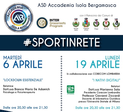 I nostri figli, lo sport, il lockdown e le tecnologie: due incontri in rete dell’Accademia Isola Bergamasca