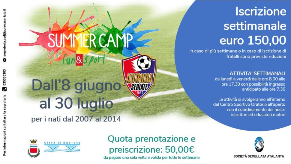 Aurora Seriate, tre proposte imperdibili per l’estate 2021