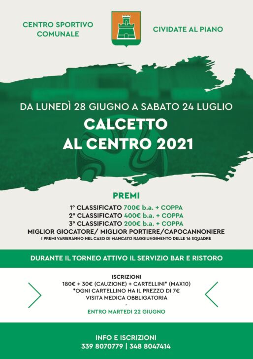 A Cividate “Calcetto al Centro”. Tutte le info per le iscrizioni da effettuare entro il 22 giugno