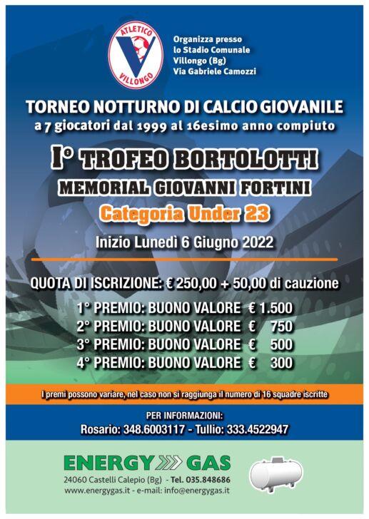 Atletico Villongo, Torneo notturno di calcio giovanile. Le informazioni e come iscriversi