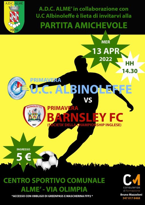 Il 13 aprile ad Almè la primavera dell’ AlbinoLeffe e del Barnsley
