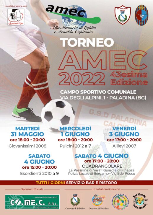 Torneo Amec a Paladina dal 31 maggio al 4 giugno