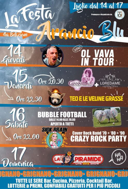 Atletico Grignano, dal 14 al 17 luglio la quarta festa Arancio Blu