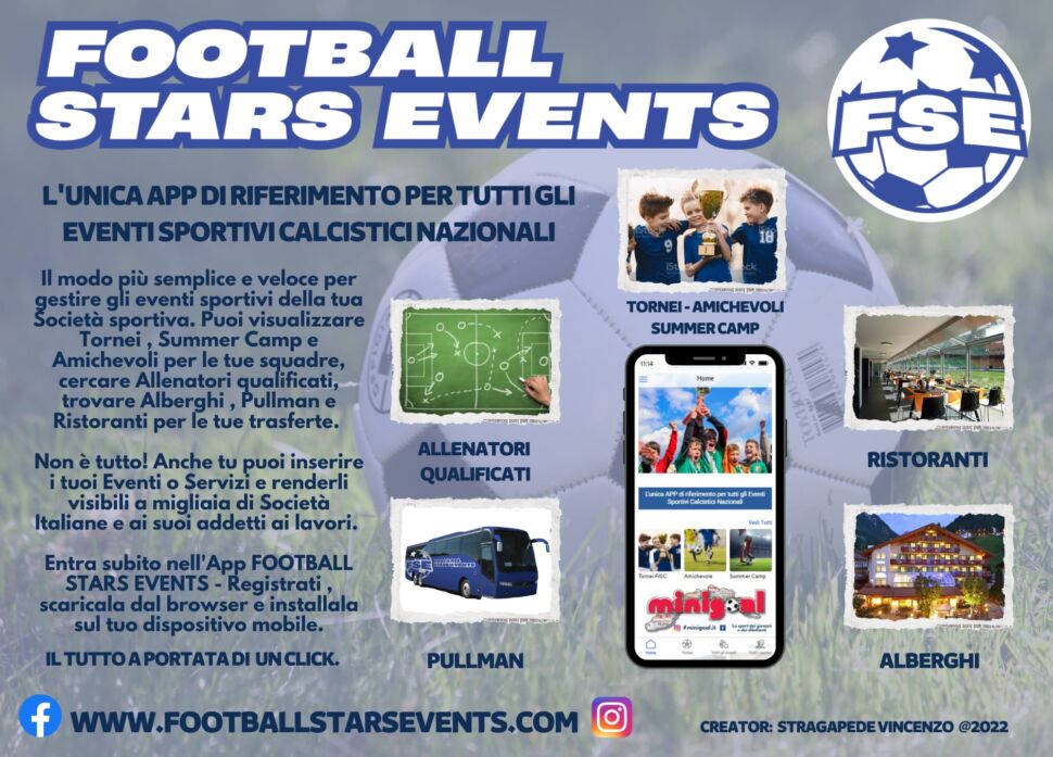 Football Star Events, l’app che facilita il lavoro al nostro calcio: ricerca di tornei, amichevoli, allenatori, organizzazione delle trasferte