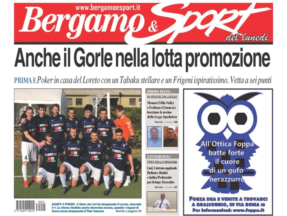Gorle, Lnd lombarda e Legge Spadafora in primo piano: Bergamo & Sport dal vostro giornalaio e nella nostra edicola digitale