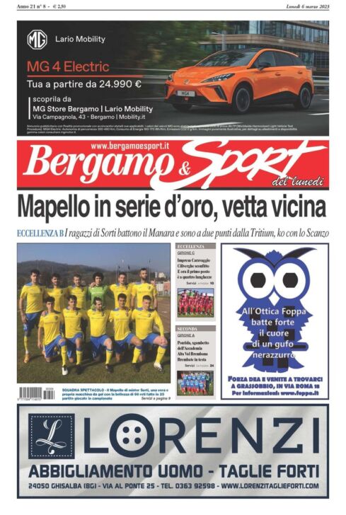 Mapello e Caravaggio momento magico. Ecco il Bergamo&Sport oggi in edicola