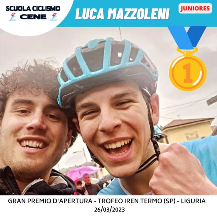 Luca Mazzoleni della  Scuola Ciclismo Cene pesca la prima vittoria a La Spezia