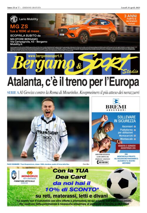 Atalanta-Roma leggi qui la tua copia gratuita del Bergamo&Sport Stadio