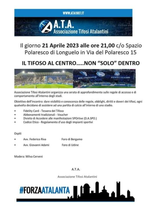 Tifosi, diritti e doveri allo stadio: ATA promuove una serata al Polaresco