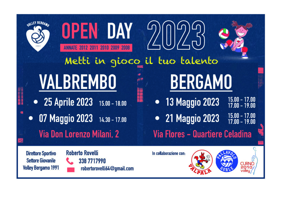 Open Days settore giovanile per il Volley Bergamo 1991