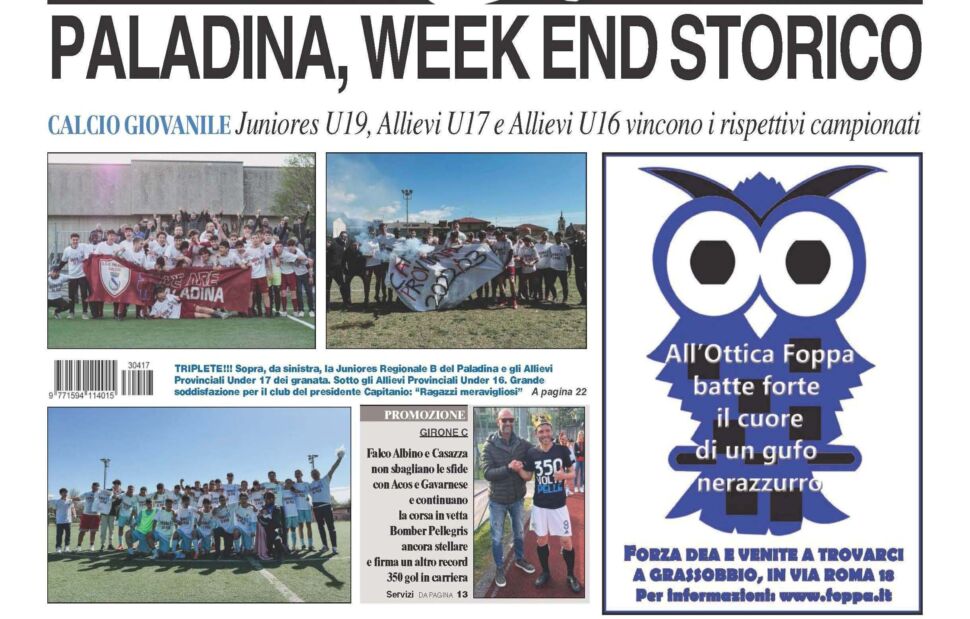 Il nuovo numero di Bg & Sport: vivaio del Paladina e bomber Pellegris in copertina!!!