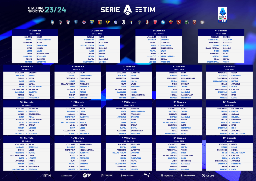 L’Atalanta ricomincia dal Sassuolo. Prima big la Juve alla 7a: tutto il calendario