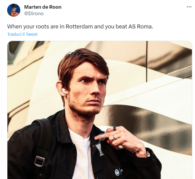 De Roon e il dito medio alla Roma: “2.500 euro di multa”
